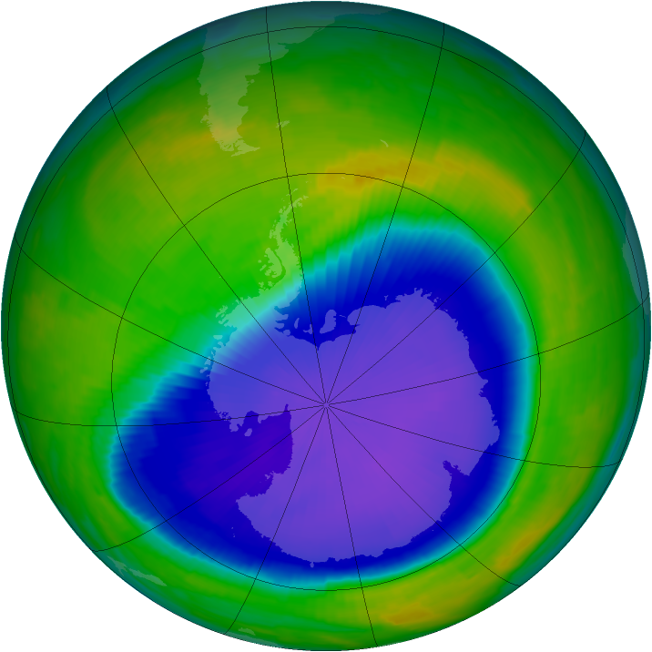 Antarctic ozone map for 25 October 1997